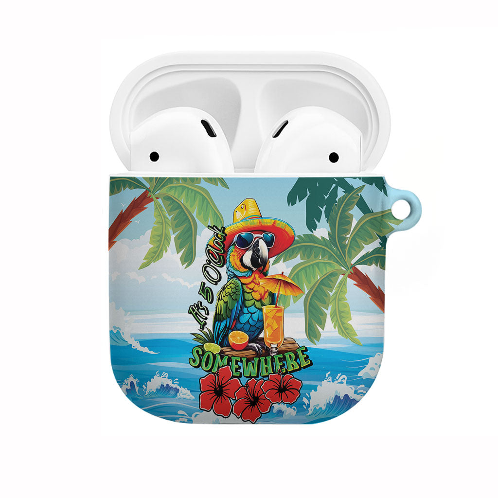 Funny Parrot Margarita Five O'clock Somewhere AirPods Case LT9 Blue - Polynesian Pride