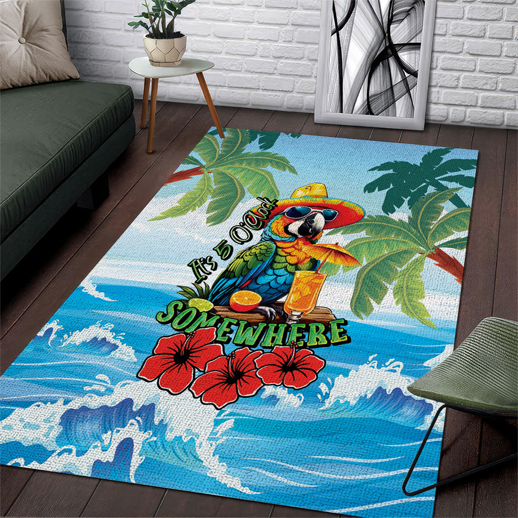 Funny Parrot Margarita Five O'clock Somewhere Area Rug LT9 Blue - Polynesian Pride