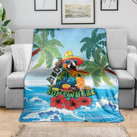Funny Parrot Margarita Five O'clock Somewhere Blanket