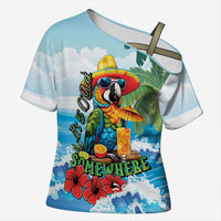 Funny Parrot Margarita Five O'clock Somewhere Cross Shoulder Shirt LT9 Female Blue - Polynesian Pride