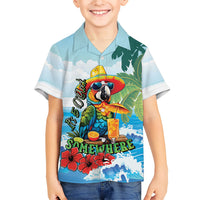 Funny Parrot Margarita Five O'clock Somewhere Family Matching Off Shoulder Maxi Dress and Hawaiian Shirt LT9 Son's Shirt Blue - Polynesian Pride