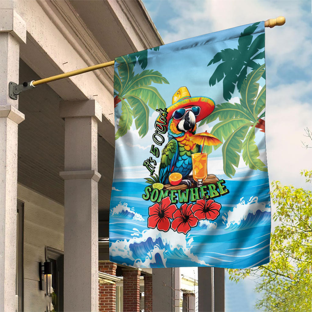 Funny Parrot Margarita Five O'clock Somewhere Garden Flag LT9 House Flag Blue - Polynesian Pride