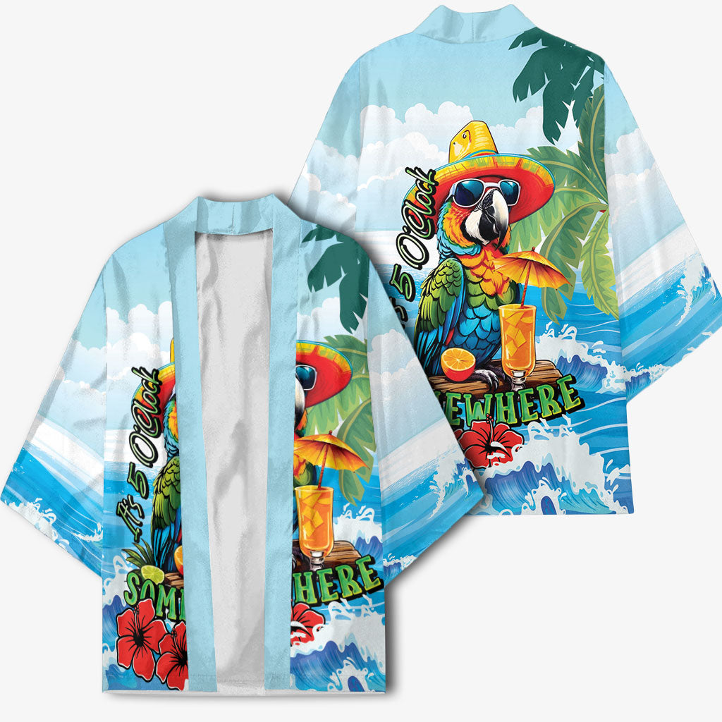 Funny Parrot Margarita Five O'clock Somewhere Kimono