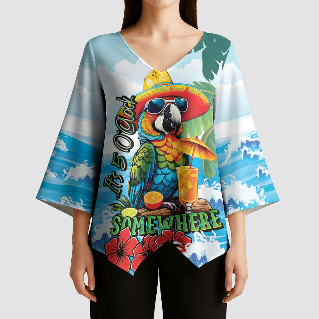 Funny Parrot Margarita Five O'clock Somewhere Kimono Sleeve Blouse LT9 - Polynesian Pride