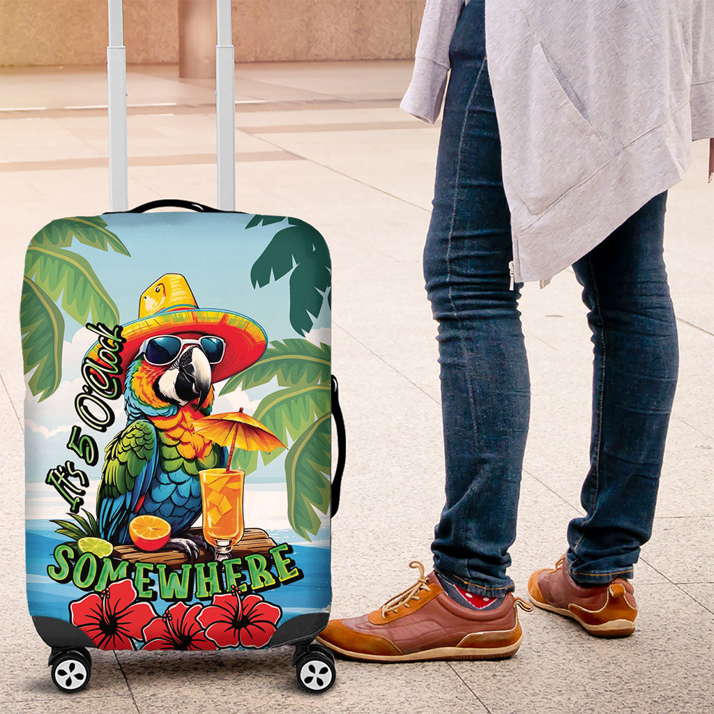 Funny Parrot Margarita Five O'clock Somewhere Luggage Cover LT9 Blue - Polynesian Pride