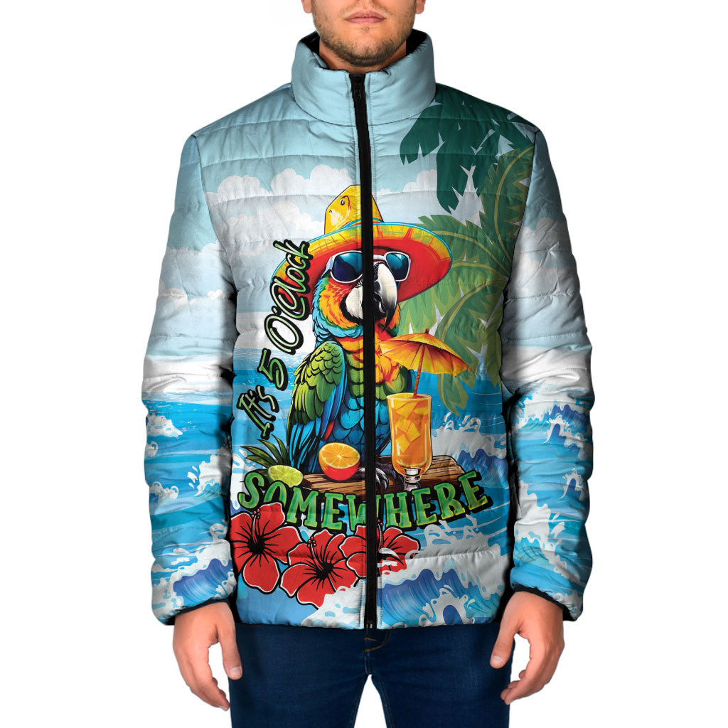 Funny Parrot Margarita Five O'clock Somewhere Padded Jacket