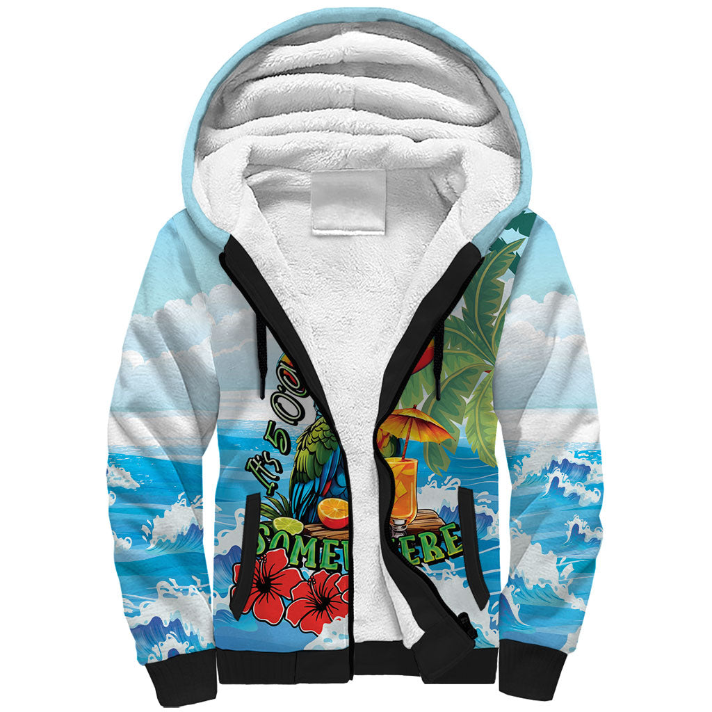 Funny Parrot Margarita Five O'clock Somewhere Sherpa Hoodie LT9 Unisex Blue - Polynesian Pride
