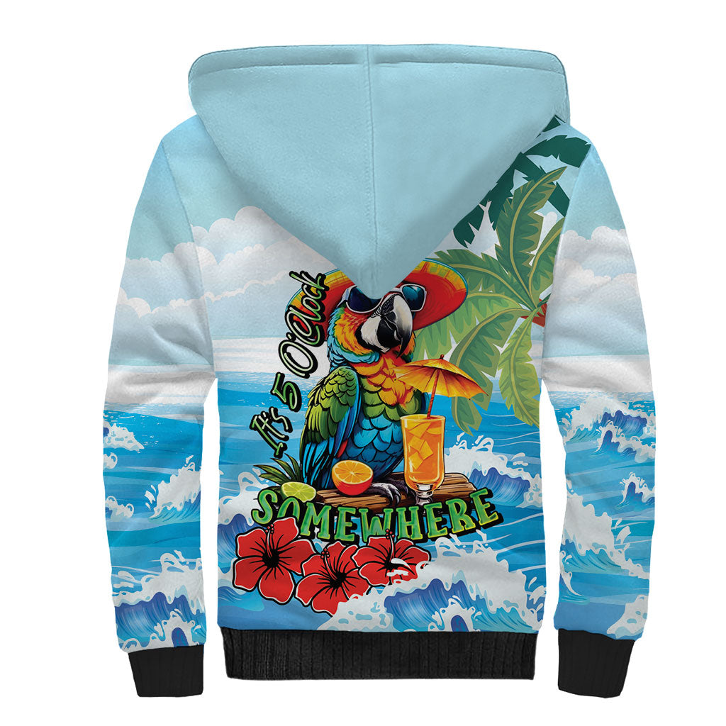 Funny Parrot Margarita Five O'clock Somewhere Sherpa Hoodie