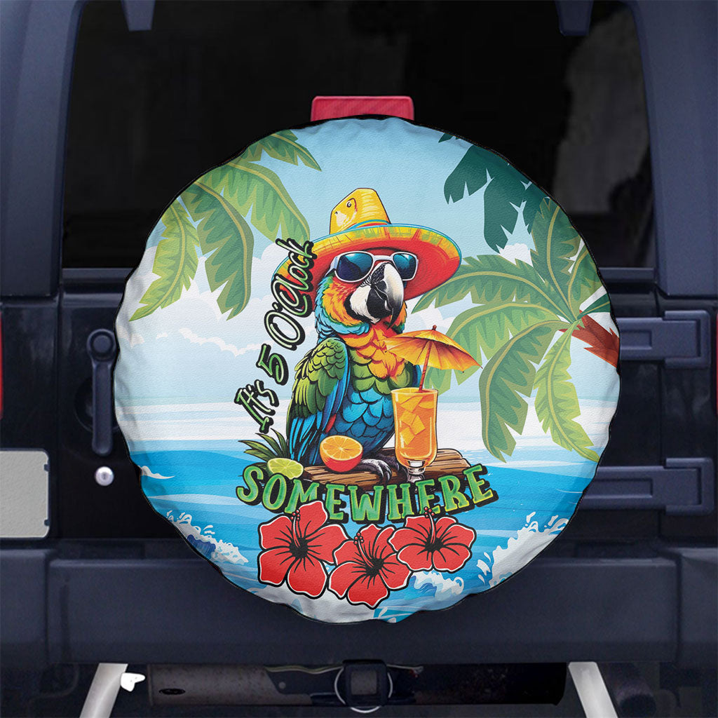 Funny Parrot Margarita Five O'clock Somewhere Spare Tire Cover LT9 No hole Blue - Polynesian Pride