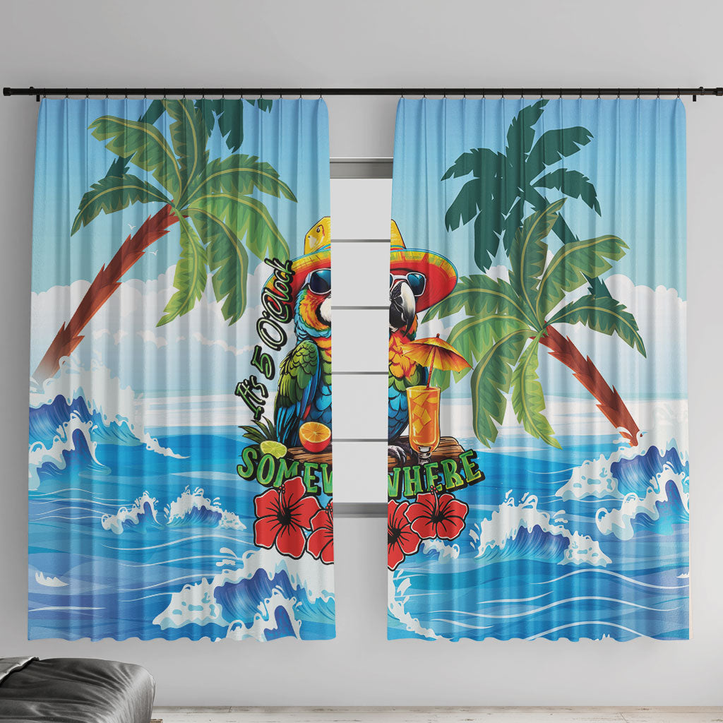 Funny Parrot Margarita Five O'clock Somewhere Window Curtain