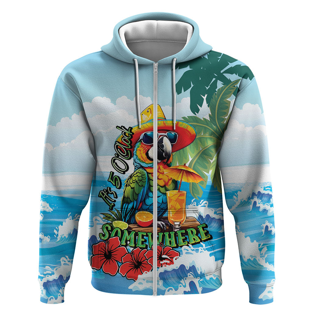 Funny Parrot Margarita Five O'clock Somewhere Zip Hoodie LT9 Zip Hoodie Blue - Polynesian Pride
