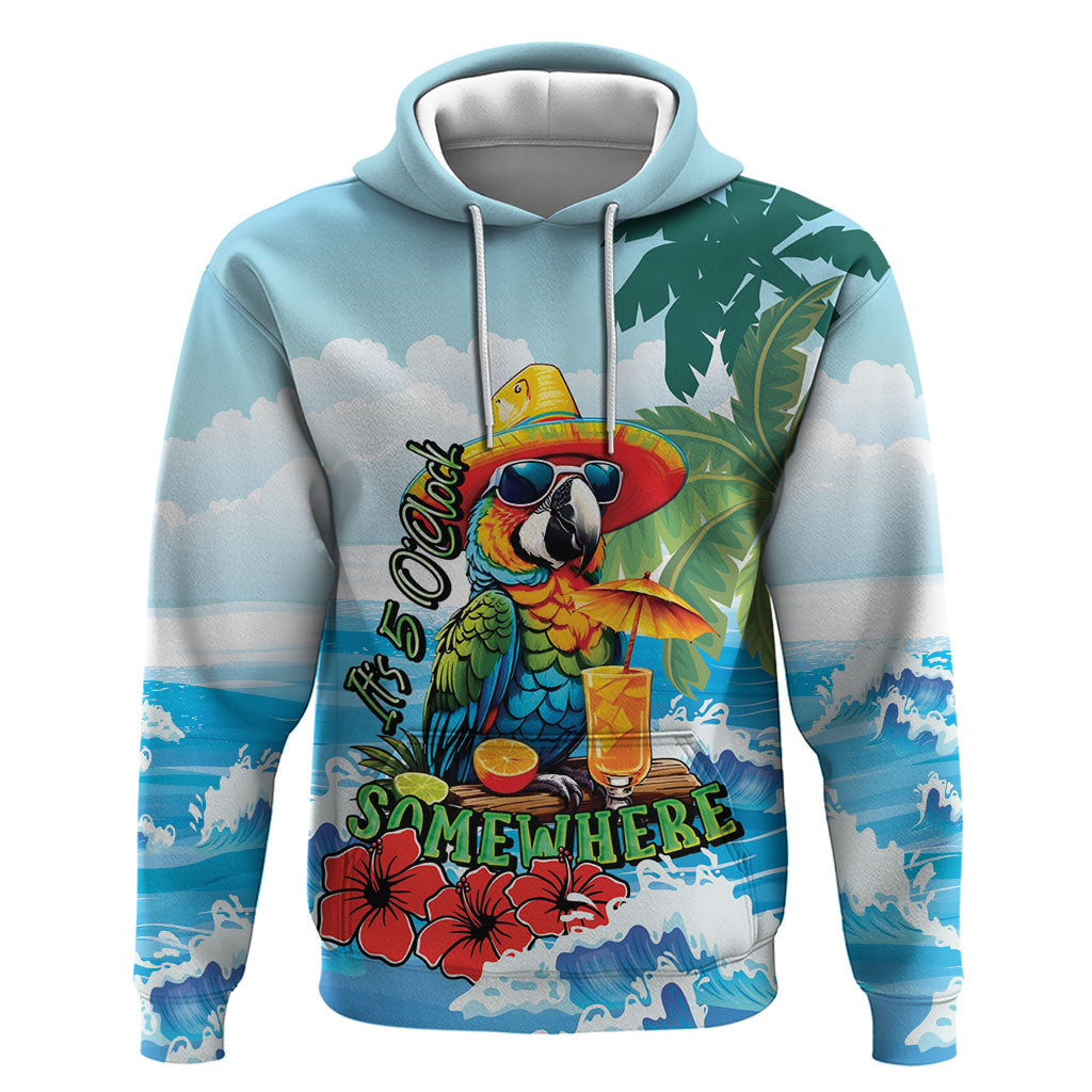 Funny Parrot Margarita Five O'clock Somewhere Zip Hoodie LT9 Pullover Hoodie Blue - Polynesian Pride