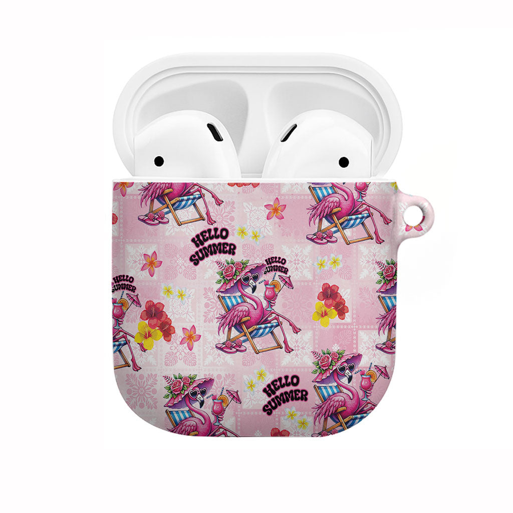 Hawaii Flamingo Hello Summer AirPods Case Hawaiian Quilt Pattern LT9 Pink - Polynesian Pride