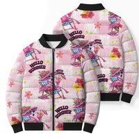 Hawaii Flamingo Hello Summer Bomber Puffer Jacket Hawaiian Quilt Pattern