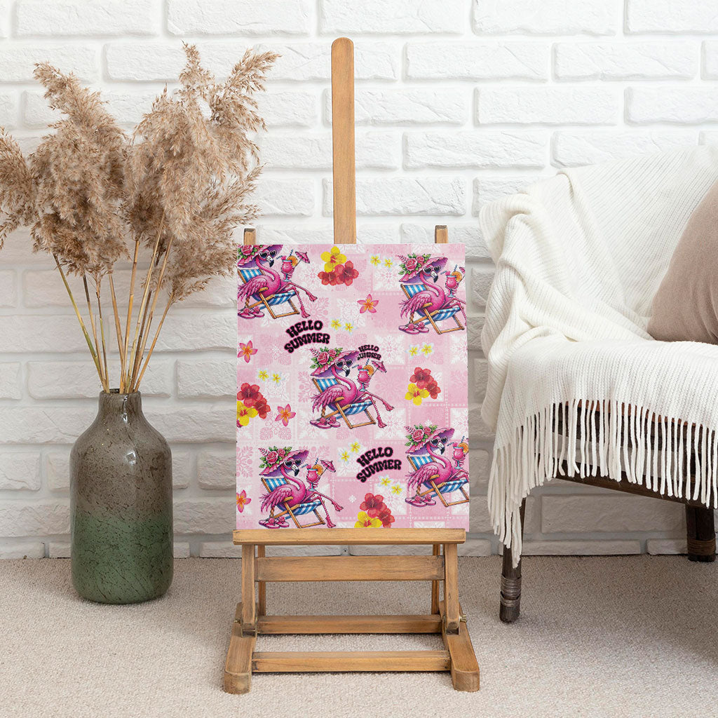 Hawaii Flamingo Hello Summer Canvas Wall Art Hawaiian Quilt Pattern LT9 - Polynesian Pride