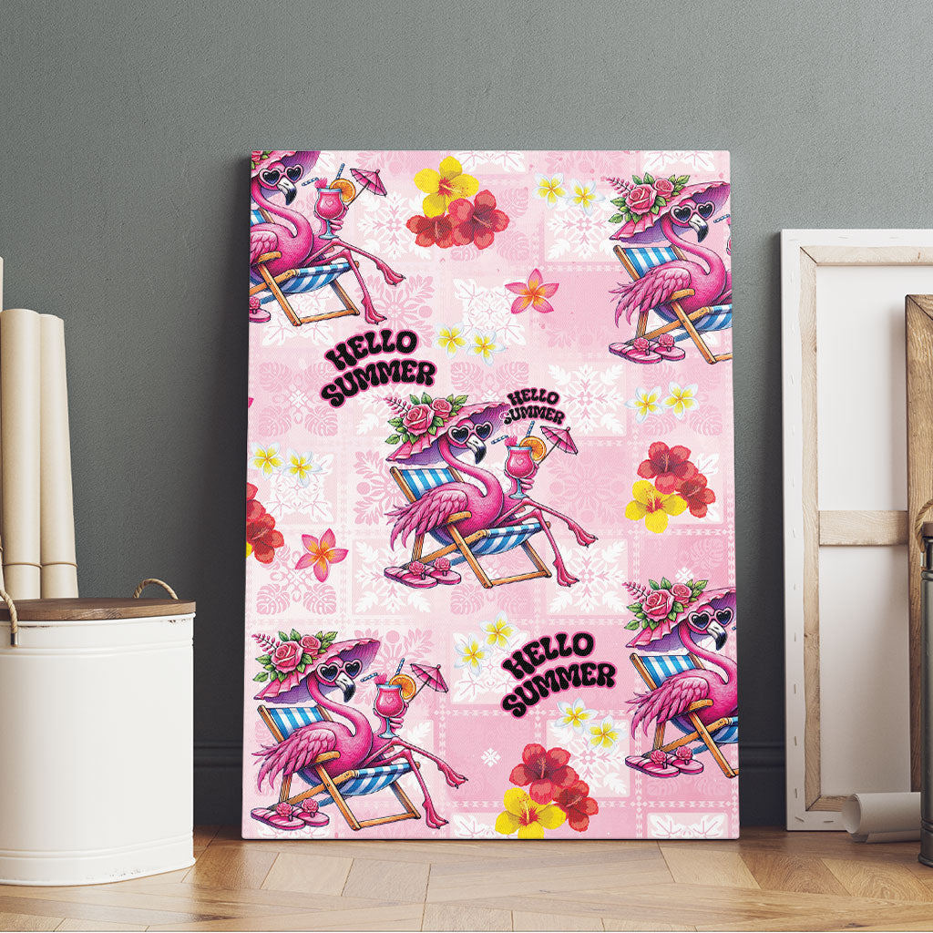 Hawaii Flamingo Hello Summer Canvas Wall Art Hawaiian Quilt Pattern LT9 - Polynesian Pride