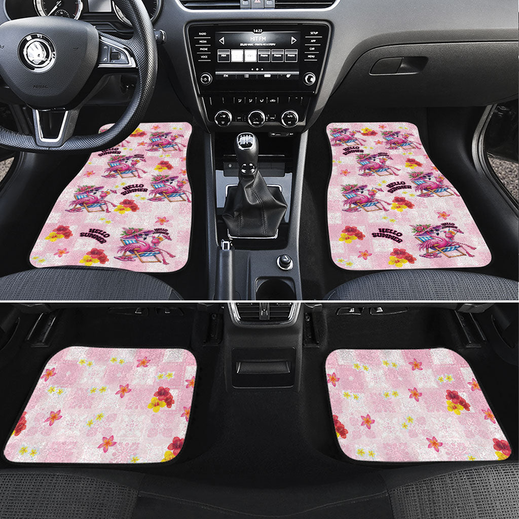 Hawaii Flamingo Hello Summer Car Mats Hawaiian Quilt Pattern LT9 Set 4pcs Pink - Polynesian Pride