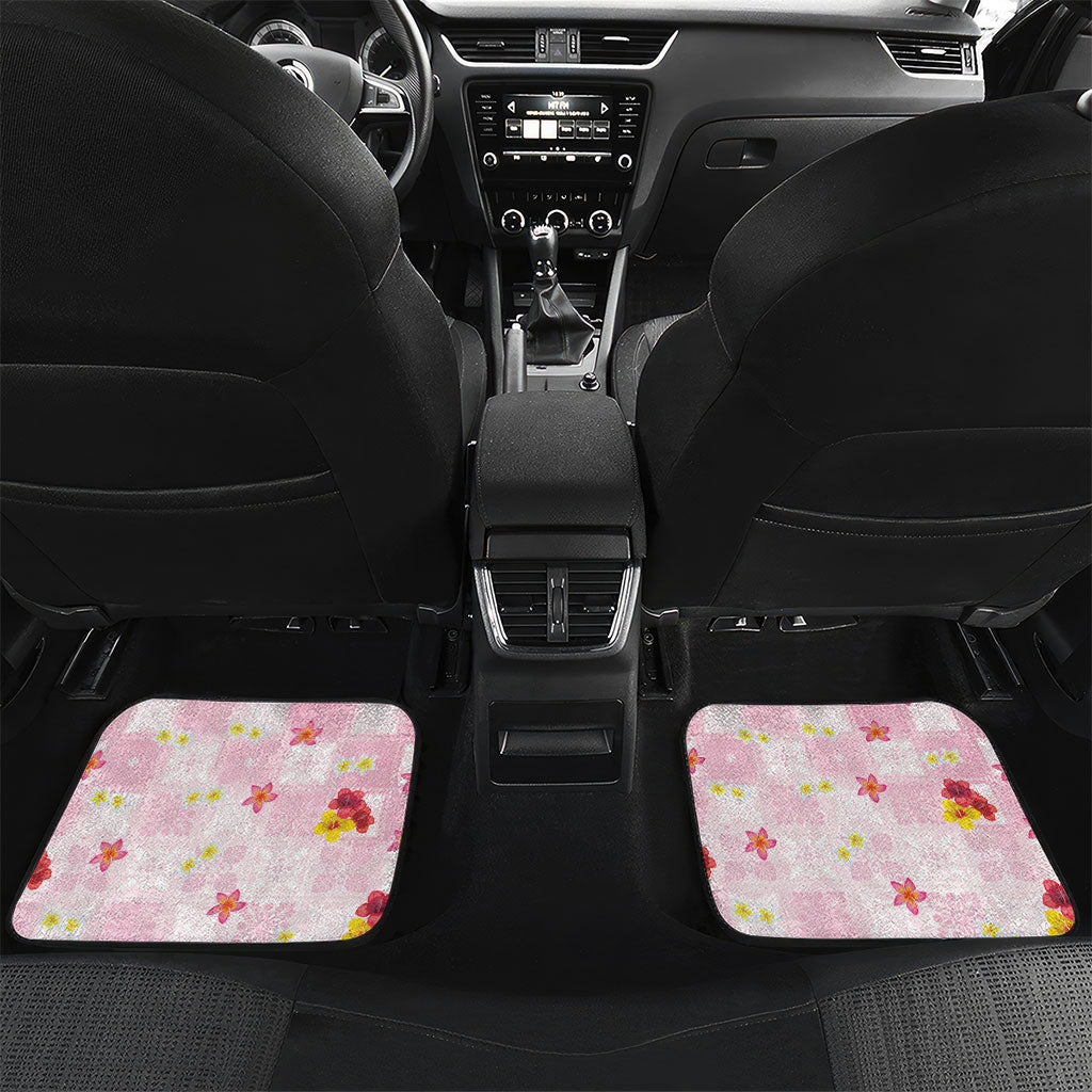 Hawaii Flamingo Hello Summer Car Mats Hawaiian Quilt Pattern LT9 Set 2pcs - Back Pink - Polynesian Pride