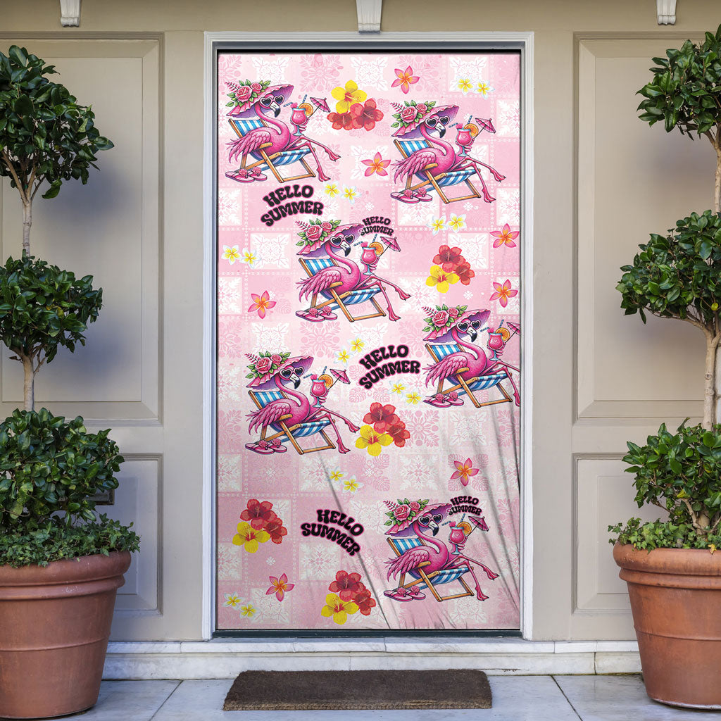 Hawaii Flamingo Hello Summer Door Cover Hawaiian Quilt Pattern LT9 Pink - Polynesian Pride