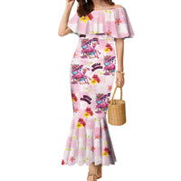 Hawaii Flamingo Hello Summer Family Matching Mermaid Dress and Hawaiian Shirt Hawaiian Quilt Pattern LT9 Mom's Dress Pink - Polynesian Pride