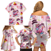 Hawaii Flamingo Hello Summer Family Matching Off Shoulder Short Dress and Hawaiian Shirt Hawaiian Quilt Pattern