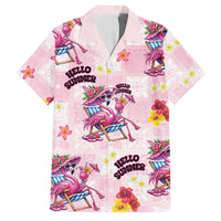 Hawaii Flamingo Hello Summer Family Matching Short Sleeve Bodycon Dress and Hawaiian Shirt Hawaiian Quilt Pattern LT9 Dad's Shirt - Short Sleeve Pink - Polynesian Pride
