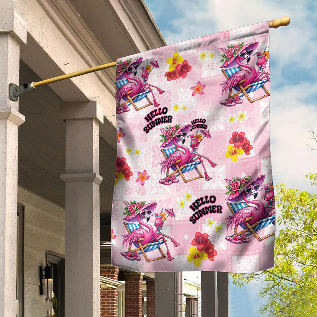 Hawaii Flamingo Hello Summer Garden Flag Hawaiian Quilt Pattern LT9 House Flag Pink - Polynesian Pride