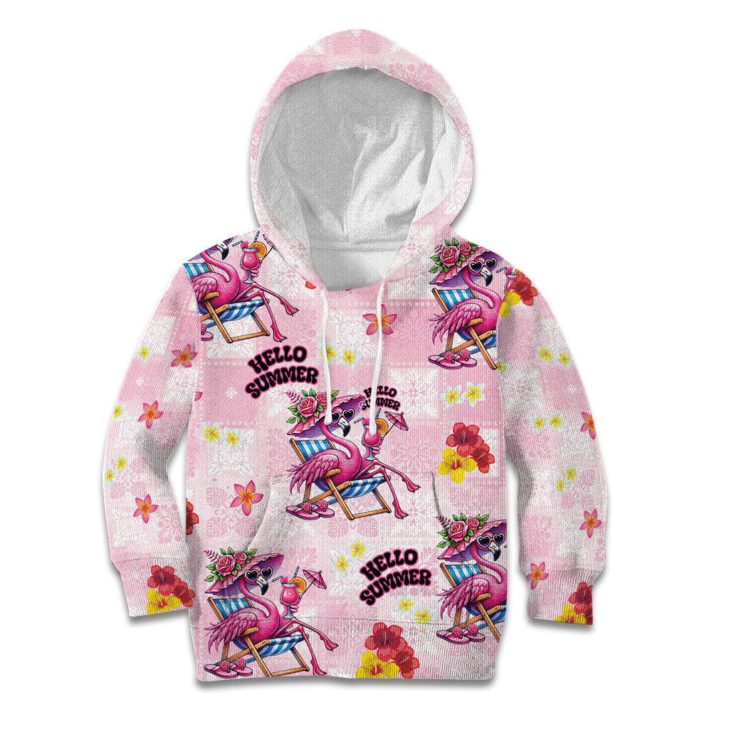 Hawaii Flamingo Hello Summer Kid Hoodie Hawaiian Quilt Pattern LT9 Hoodie Pink - Polynesian Pride