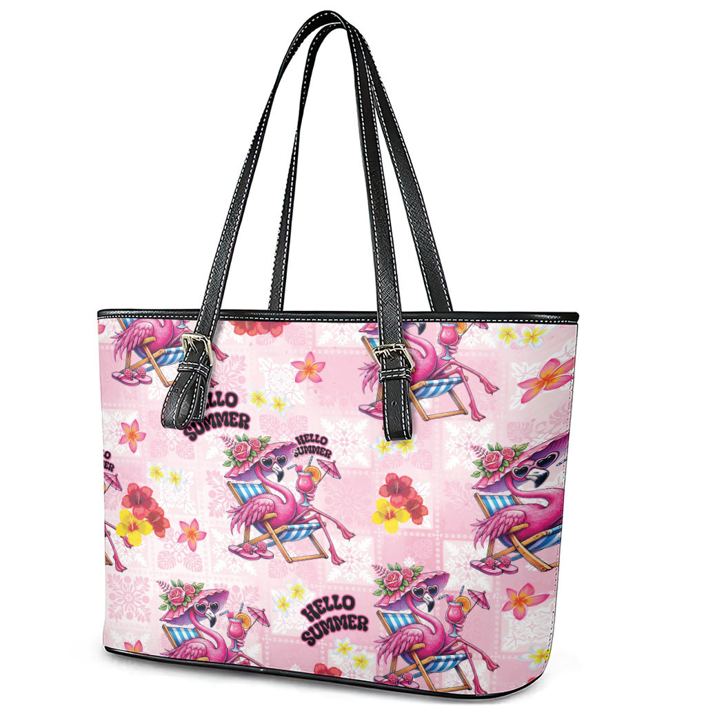 Hawaii Flamingo Hello Summer Leather Tote Bag Hawaiian Quilt Pattern LT9 - Polynesian Pride