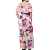 Hawaii Flamingo Hello Summer Off Shoulder Maxi Dress Hawaiian Quilt Pattern
