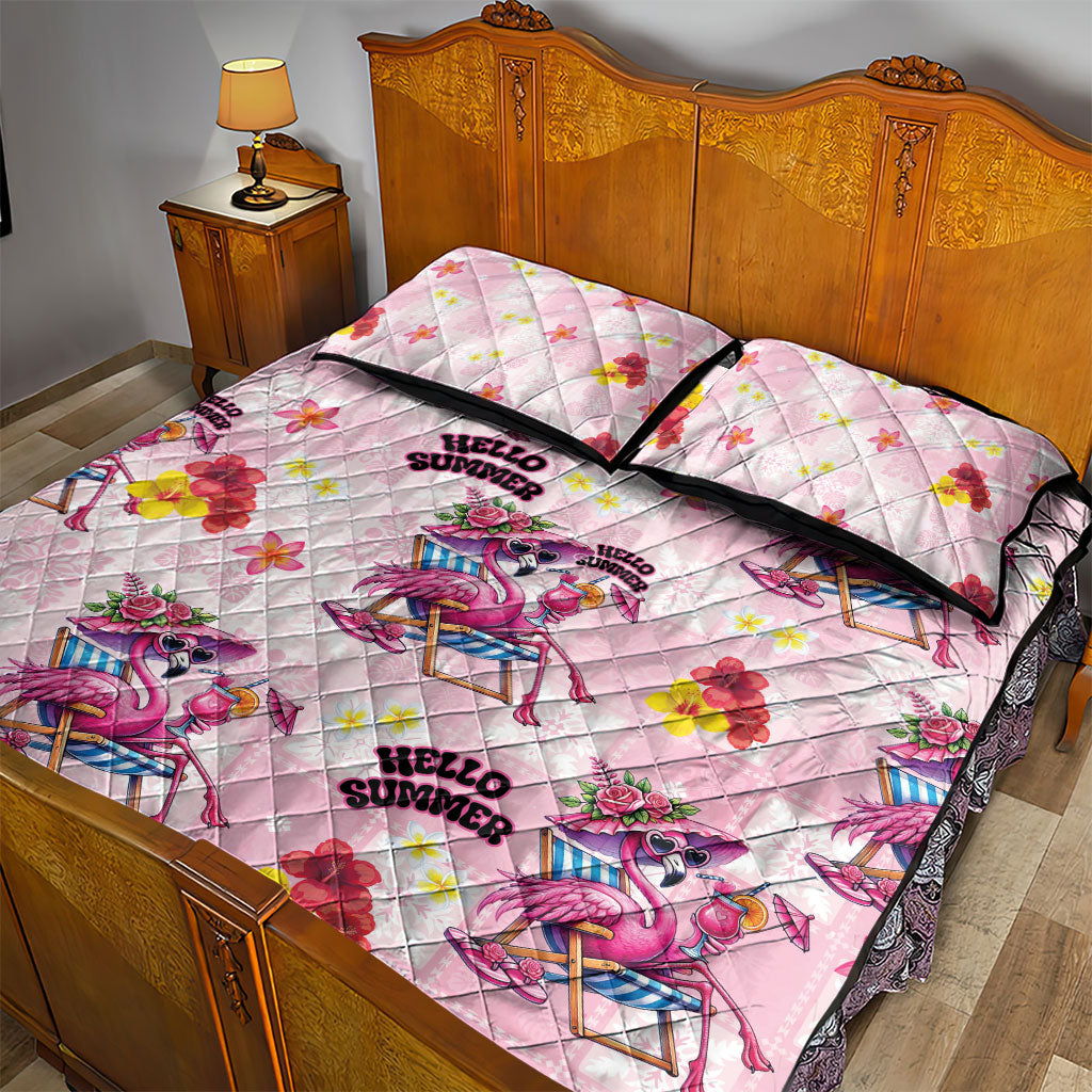 Hawaii Flamingo Hello Summer Quilt Bed Set Hawaiian Quilt Pattern LT9 - Polynesian Pride