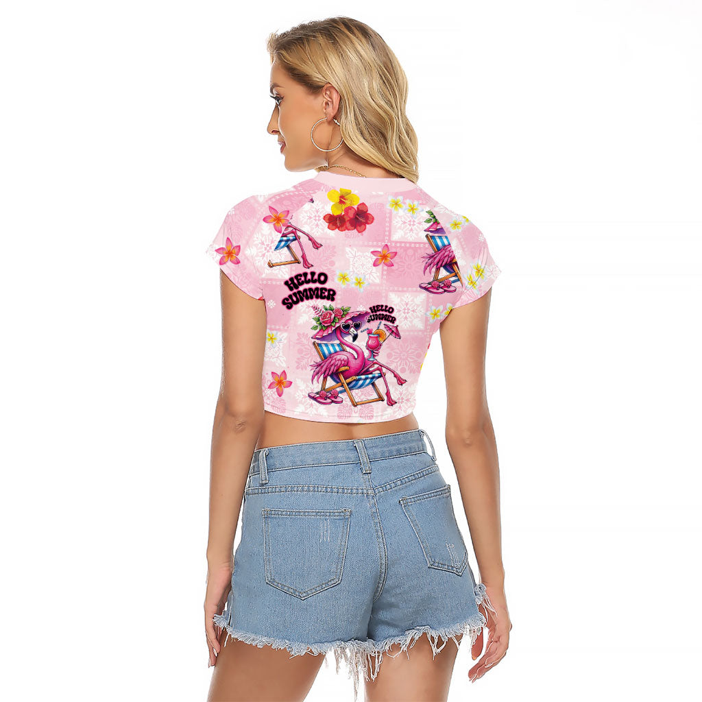 Hawaii Flamingo Hello Summer Raglan Cropped T Shirt Hawaiian Quilt Pattern
