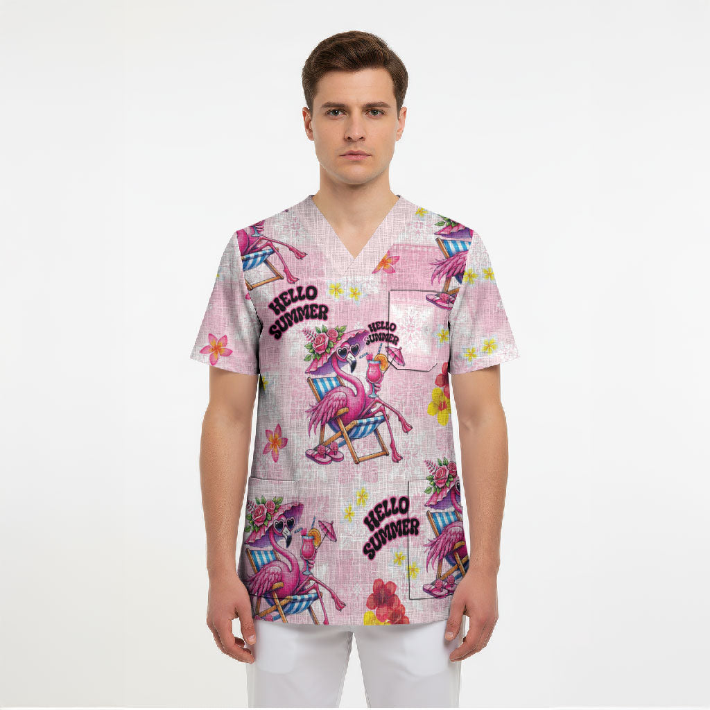 Hawaii Flamingo Hello Summer Scrub Top Hawaiian Quilt Pattern