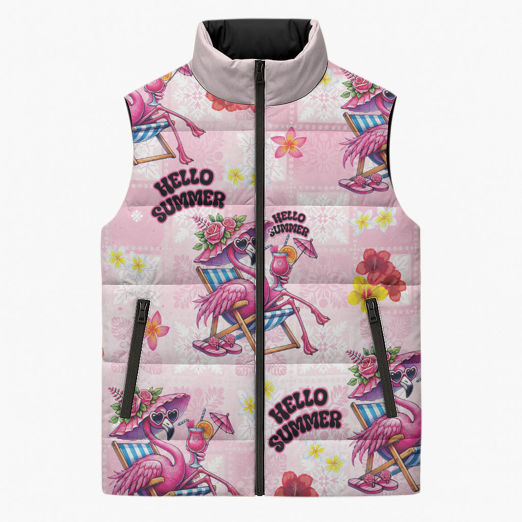 Hawaii Flamingo Hello Summer Sleeveless Puffer Jacket Hawaiian Quilt Pattern