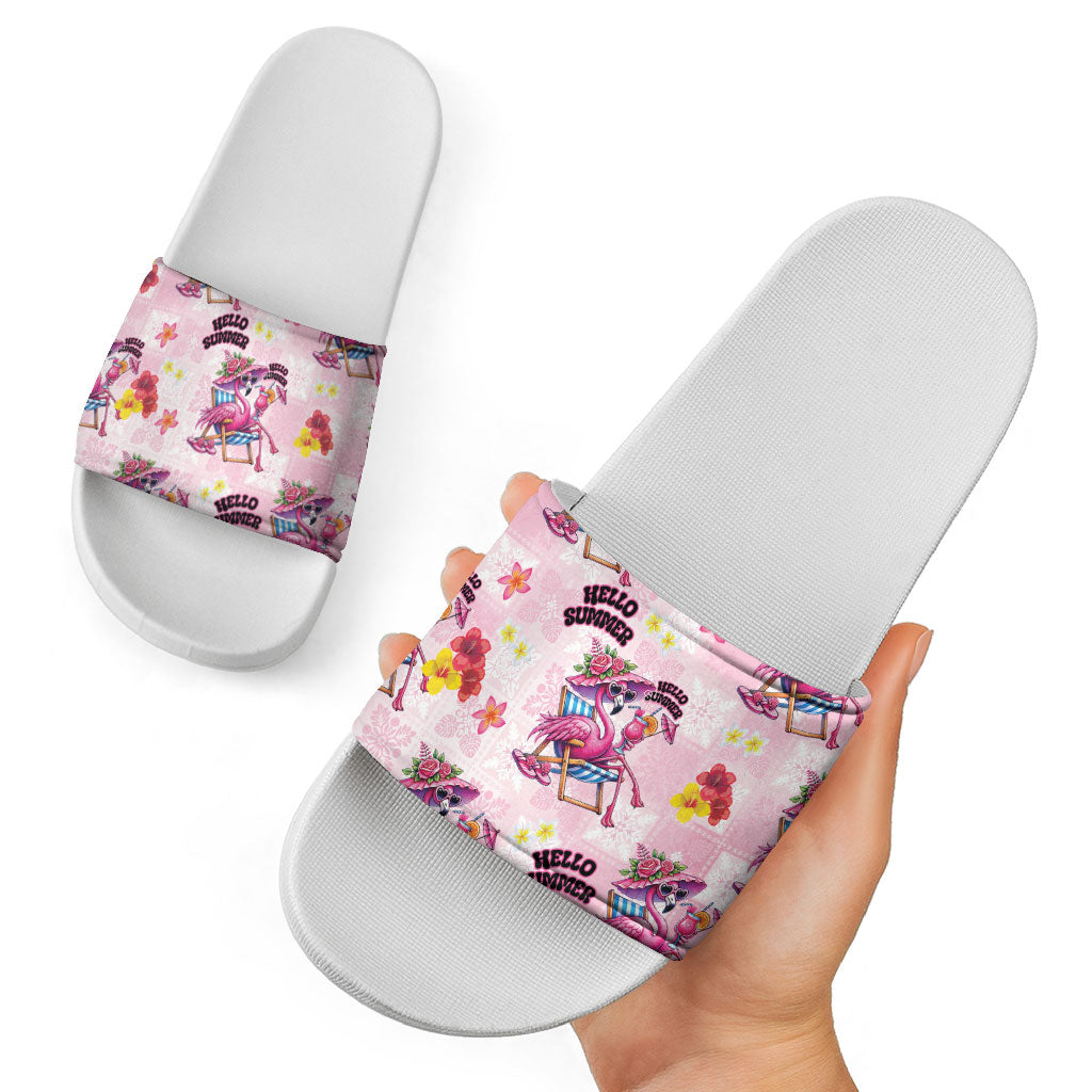 Hawaii Flamingo Hello Summer Slide Sandals Hawaiian Quilt Pattern LT9 - Polynesian Pride