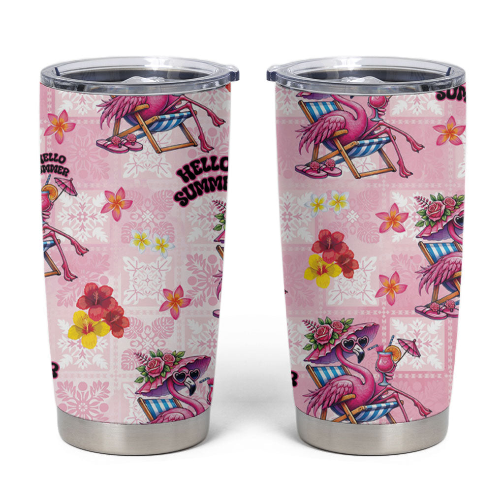 Hawaii Flamingo Hello Summer Tumbler Cup Hawaiian Quilt Pattern LT9 Pink - Polynesian Pride