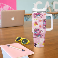 Hawaii Flamingo Hello Summer Tumbler With Handle Hawaiian Quilt Pattern LT9 - Polynesian Pride