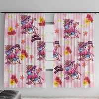 Hawaii Flamingo Hello Summer Window Curtain Hawaiian Quilt Pattern LT9 With Hooks Pink - Polynesian Pride