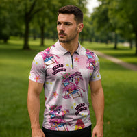 Hawaii Flamingo Hello Summer Zipper Polo Shirt Hawaiian Quilt Pattern