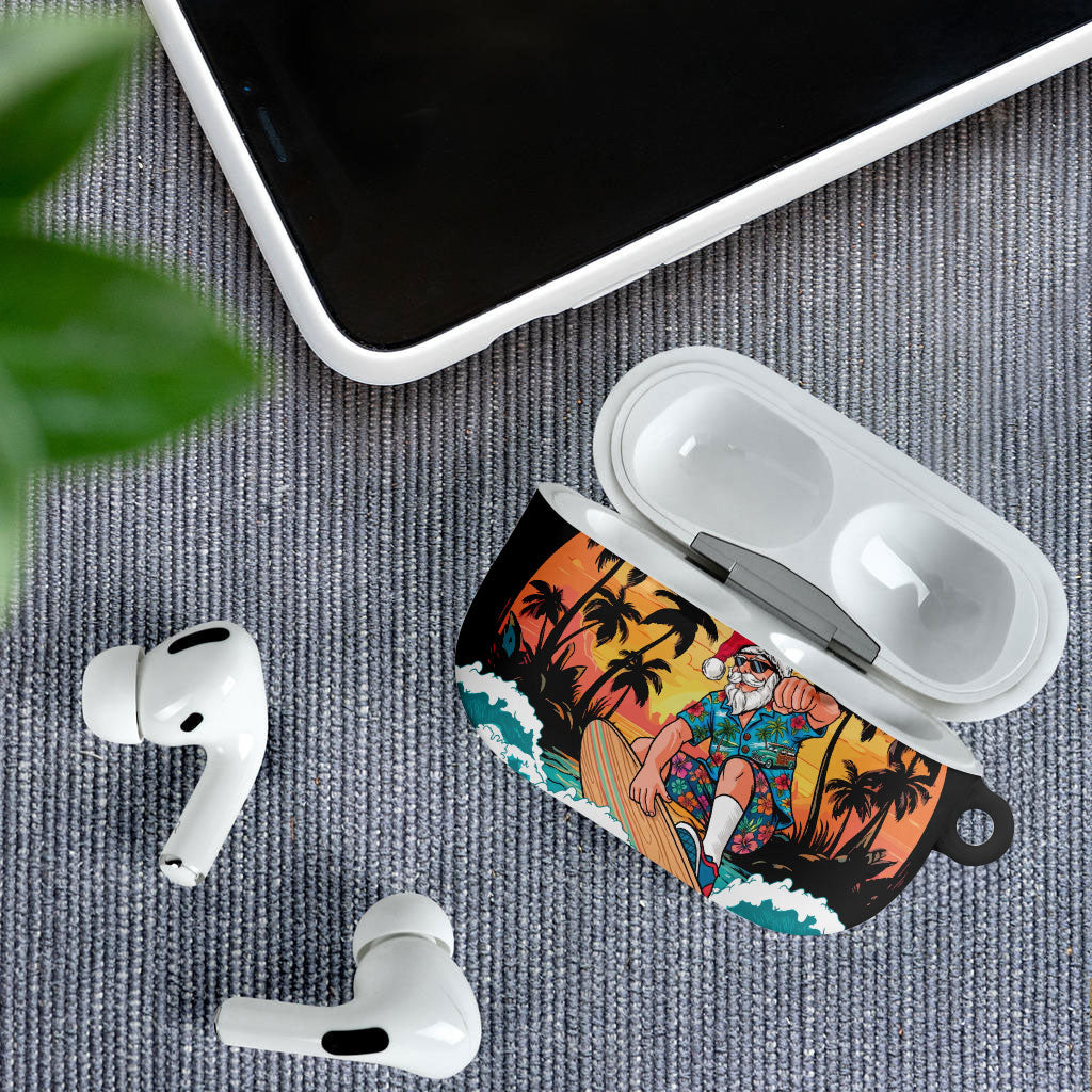 Vintage Santa Claus Surfing Summer AirPods Case Mele Kalikimaka i Iulai! LT9 - Polynesian Pride