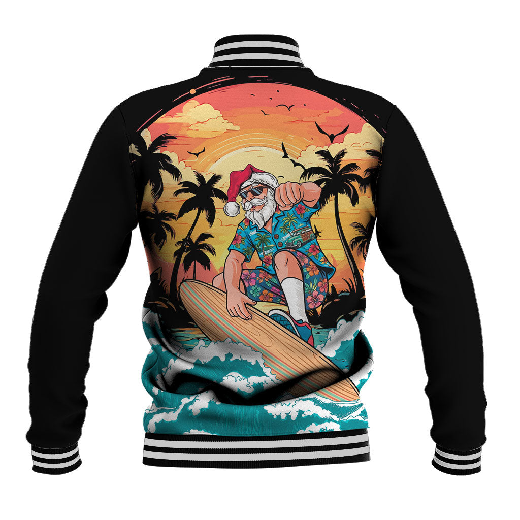 Vintage Santa Claus Surfing Summer Baseball Jacket Mele Kalikimaka i Iulai!