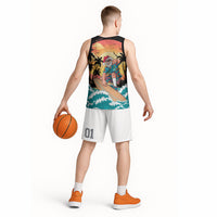 Vintage Santa Claus Surfing Summer Basketball Jersey Mele Kalikimaka i Iulai!