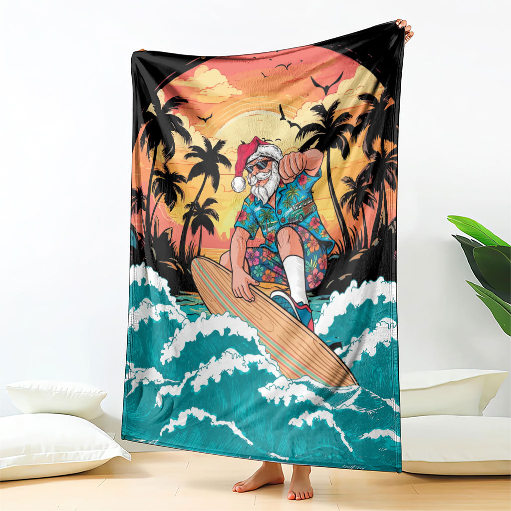 Vintage Santa Claus Surfing Summer Blanket Mele Kalikimaka i Iulai!
