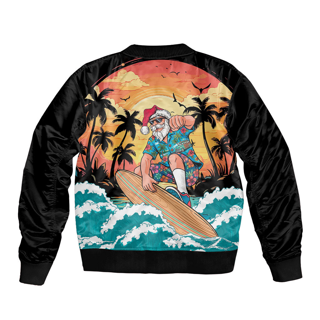 Vintage Santa Claus Surfing Summer Bomber Jacket Mele Kalikimaka i Iulai! LT9 - Polynesian Pride