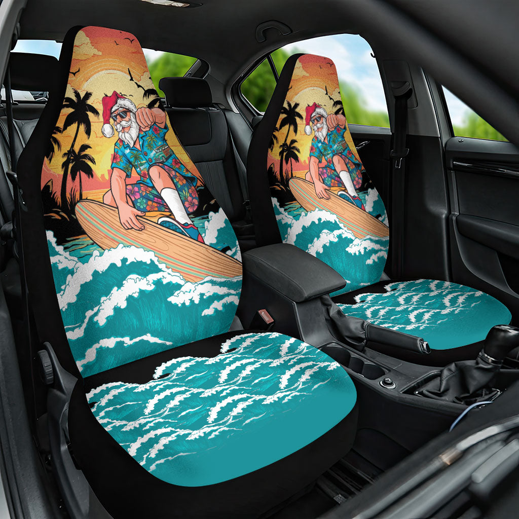 Vintage Santa Claus Surfing Summer Car Seat Cover Mele Kalikimaka i Iulai! LT9 One Size Black - Polynesian Pride