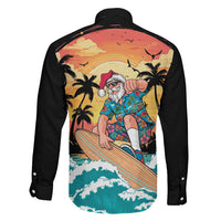 Vintage Santa Claus Surfing Summer Family Matching Puletasi and Hawaiian Shirt Mele Kalikimaka i Iulai! LT9 - Polynesian Pride