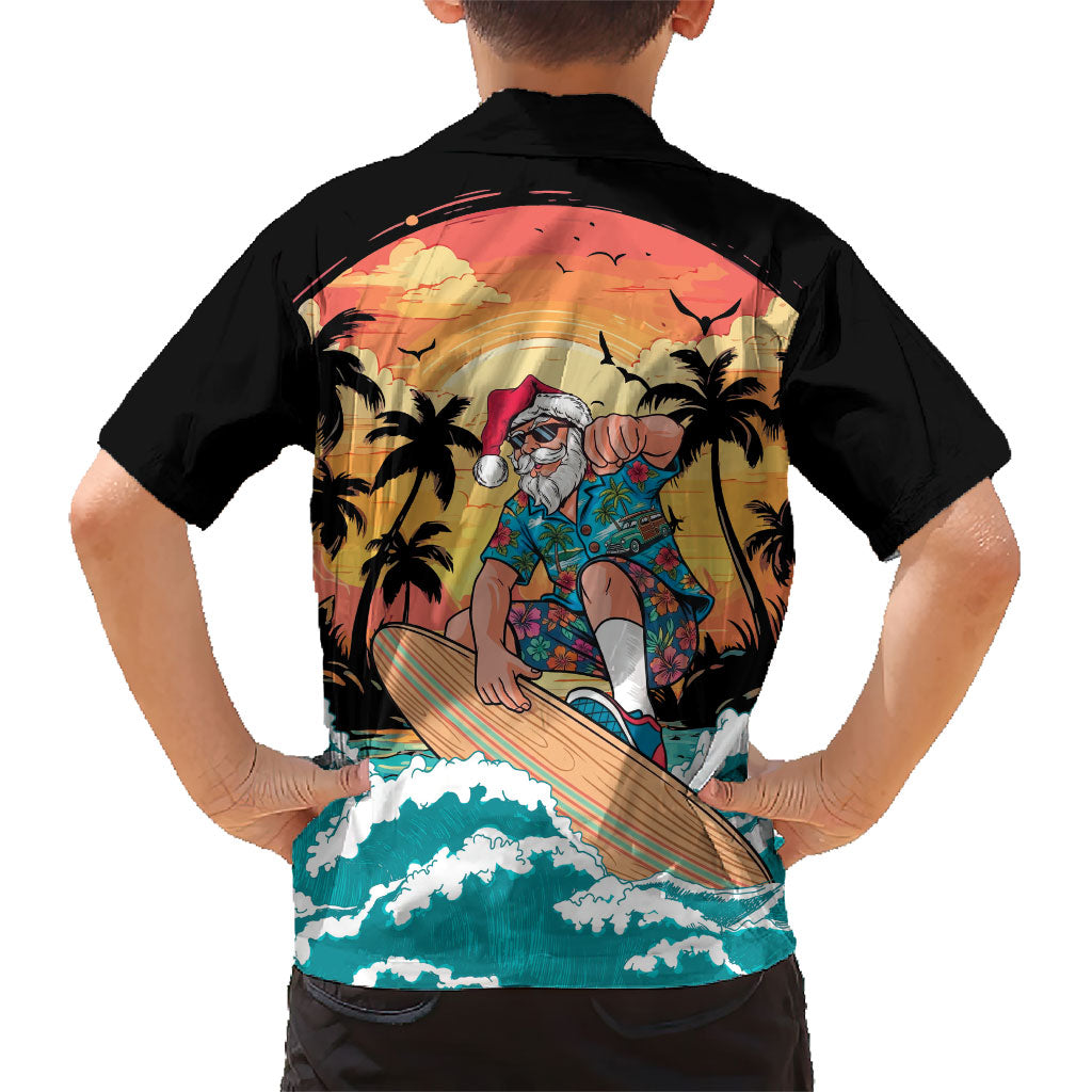 Vintage Santa Claus Surfing Summer Family Matching Summer Maxi Dress and Hawaiian Shirt Mele Kalikimaka i Iulai! LT9 - Polynesian Pride