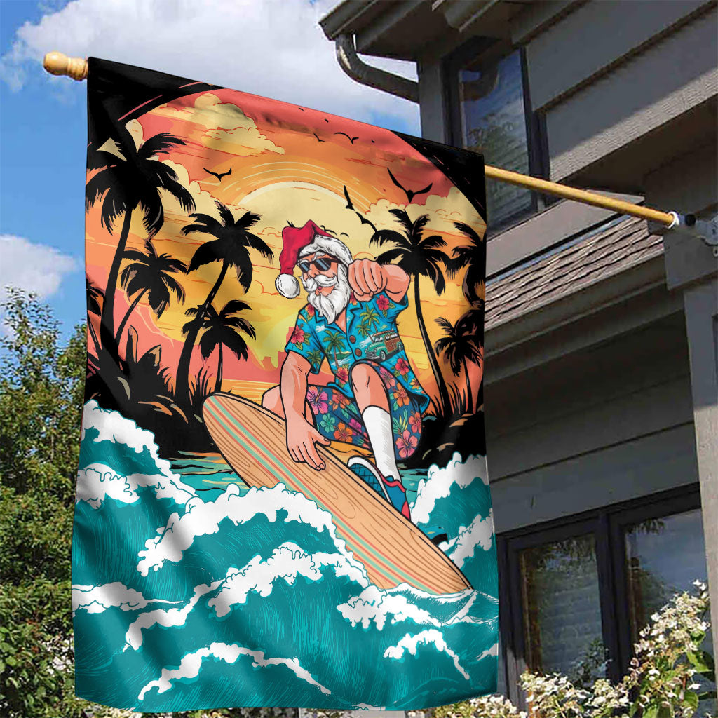 Vintage Santa Claus Surfing Summer Garden Flag Mele Kalikimaka i Iulai! LT9 - Polynesian Pride