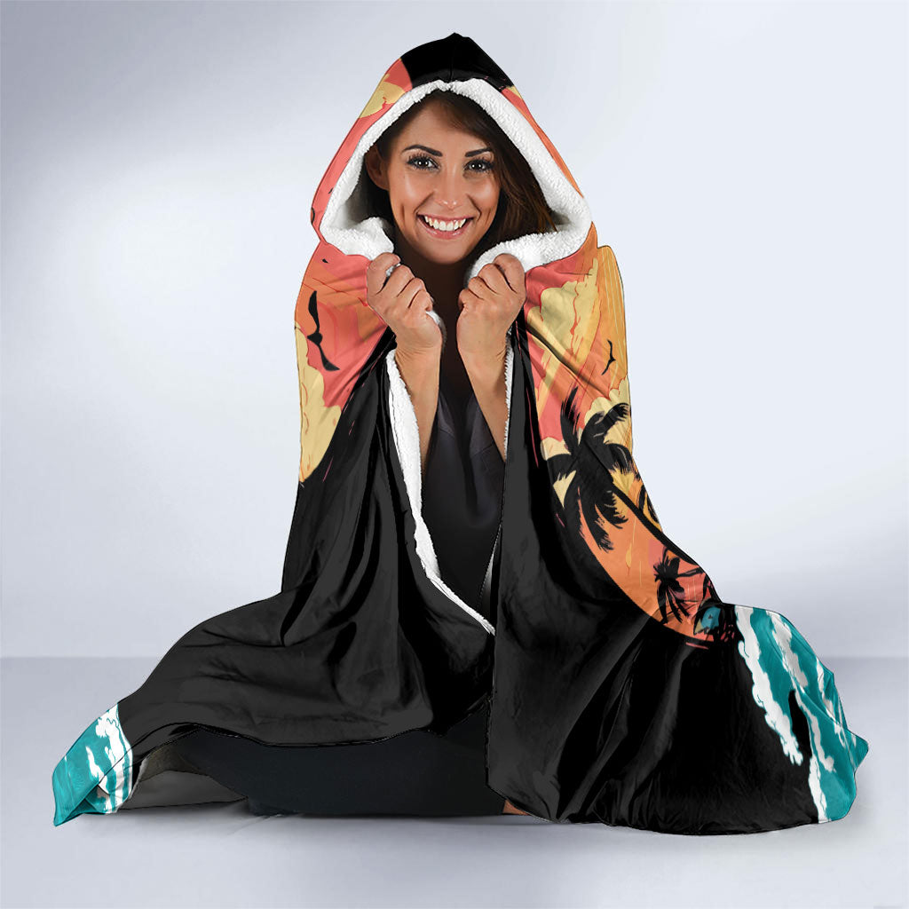 Vintage Santa Claus Surfing Summer Hooded Blanket Mele Kalikimaka i Iulai! LT9 - Polynesian Pride