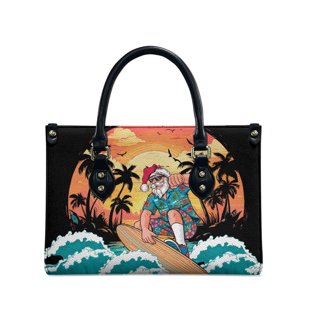Vintage Santa Claus Surfing Summer Leather Bag Mele Kalikimaka i Iulai!